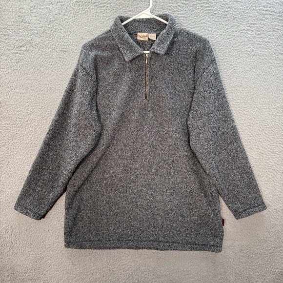 Woolrich Sweaters - Woolrich Sweater Womens Medium Black Gray Heather Terry Cloth Pullover Outdoors